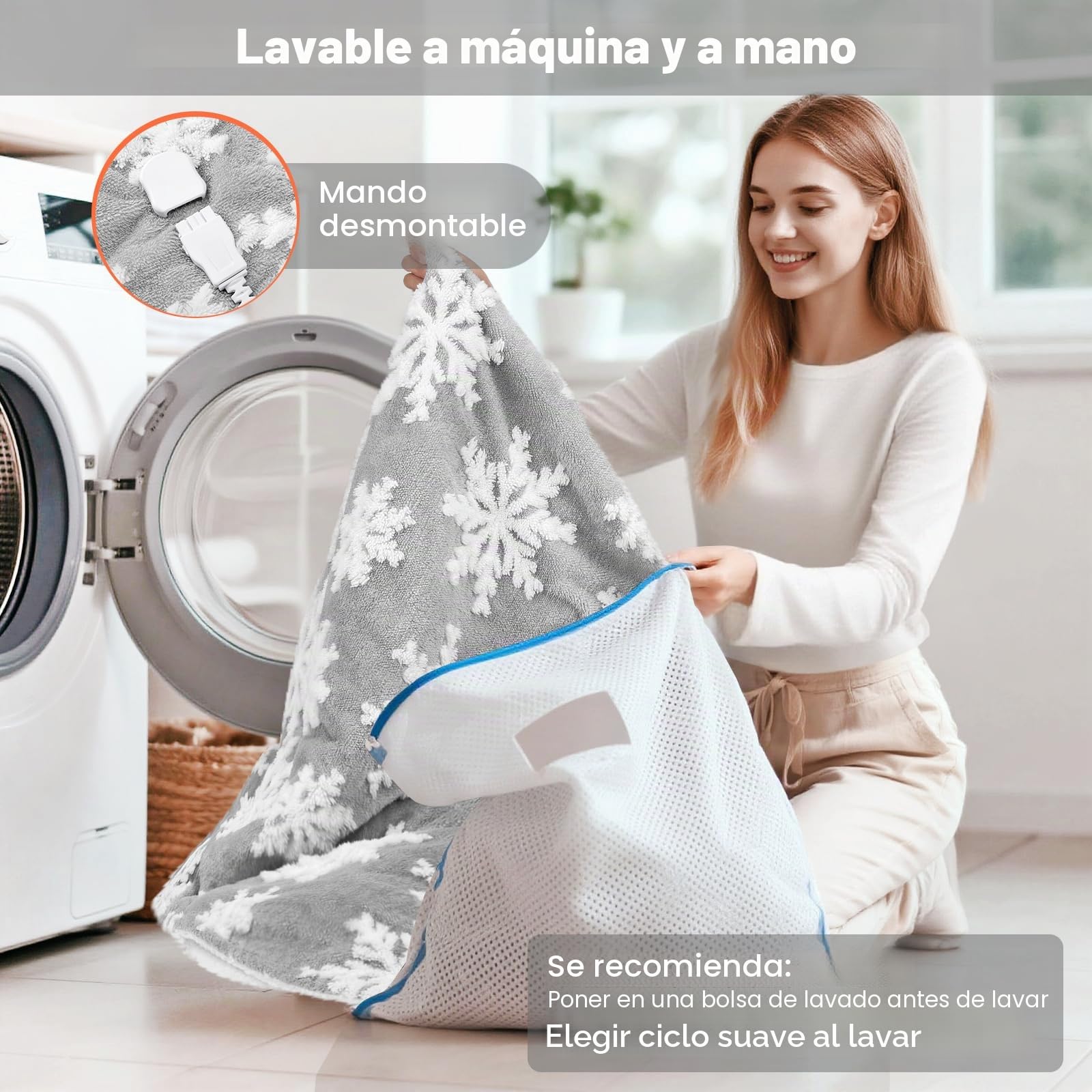 MYCARBON Manta Eléctrica 180x160cm,180W, 10 Temperaturas de 30°C a 48°C, Timer 9h, Manta Térmica Apagado Automático Protección contra Sobrecalentamiento Franela y Sherpa Lavable