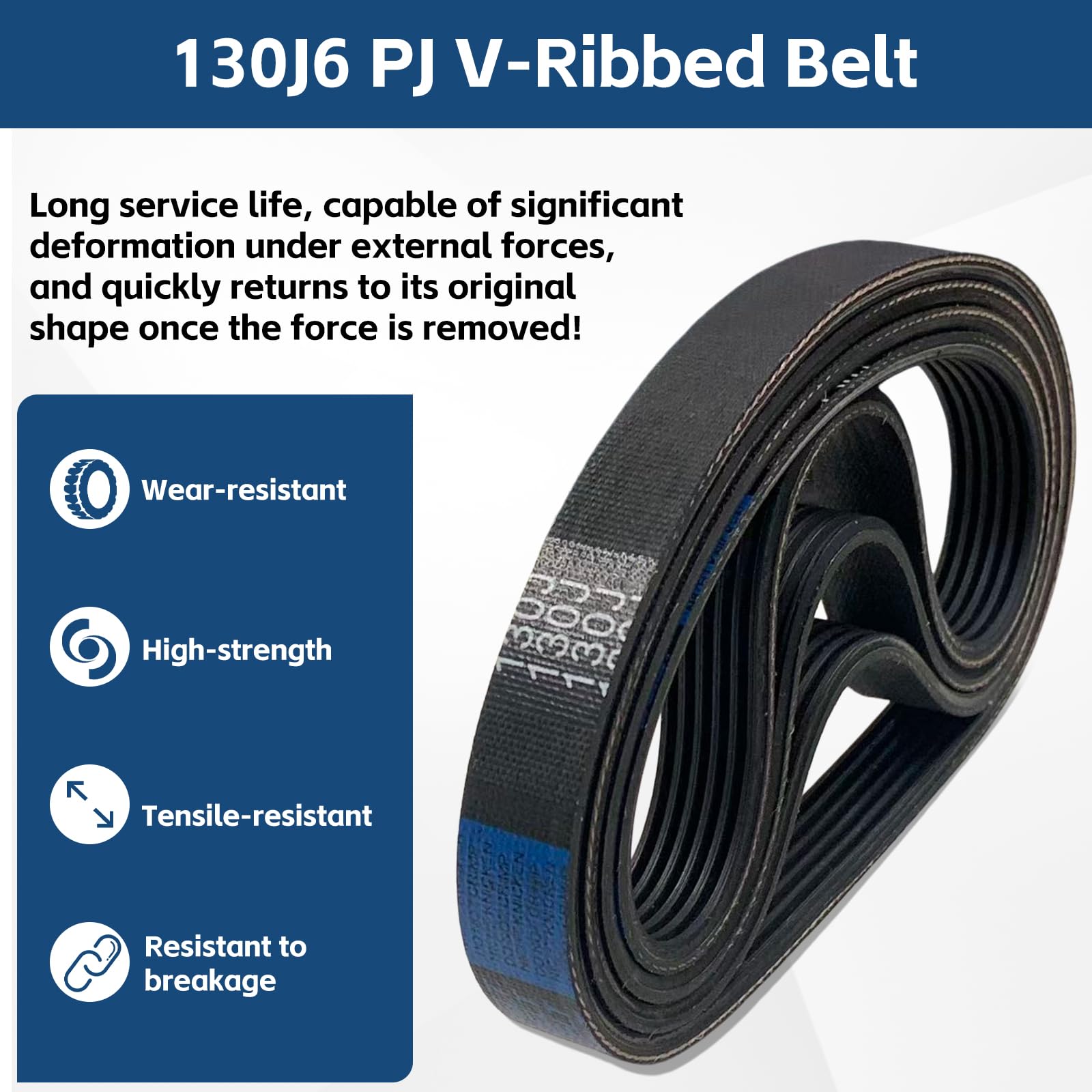 4 Pack 130J6 PJ V-Ribbed Belt, 6 Ribs, 13" EPDM Poly V Belt — Amazon image 7