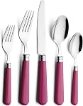 Annova Flatware/Sliverware/Cutlery Set Stainless Steel with Color Handle (Checker Mix, 20 Pieces)