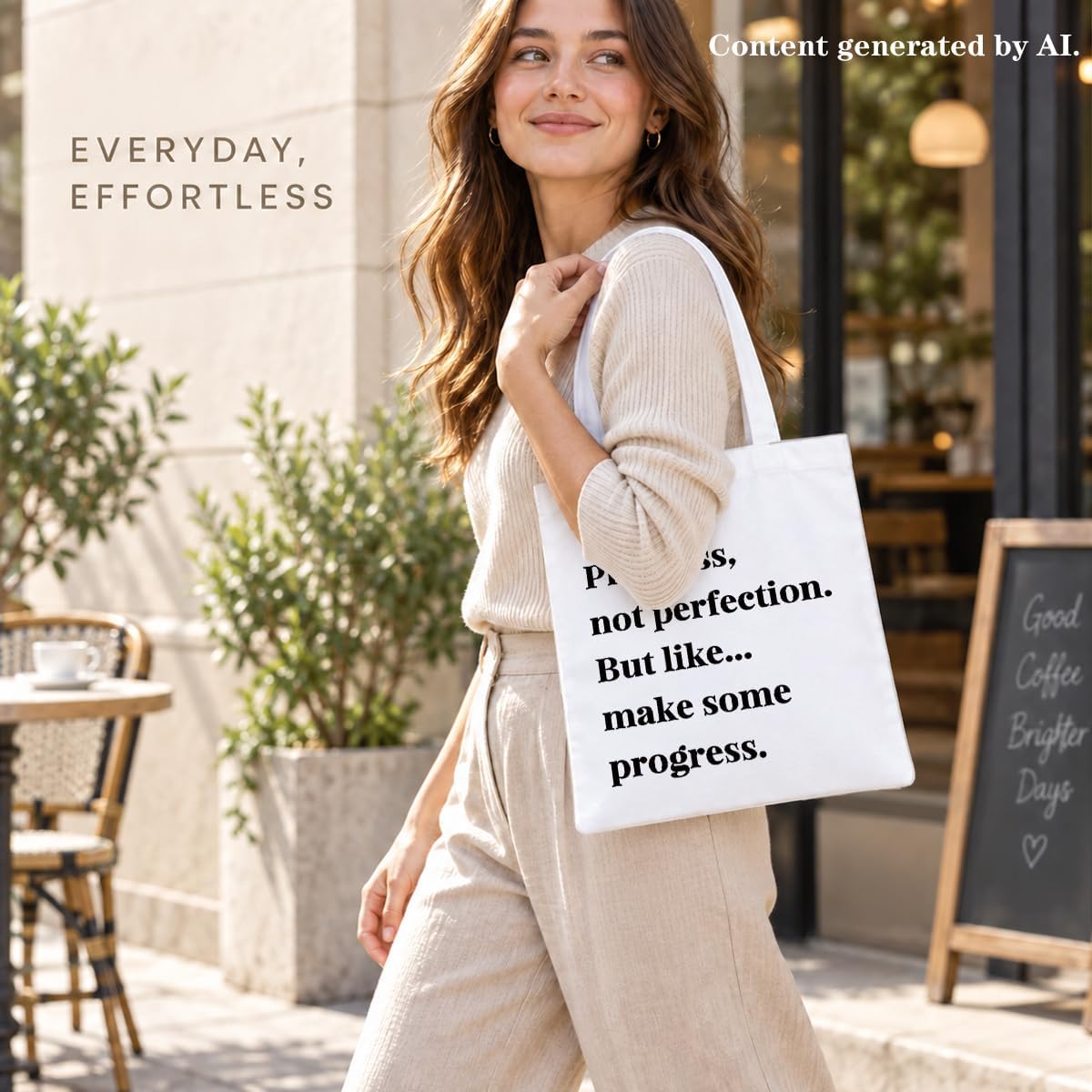 Positive Canvas Tote Bag, Reusable Inspirational Shoulder Bag, Whimsical Carryall for Shopping Commute Beach