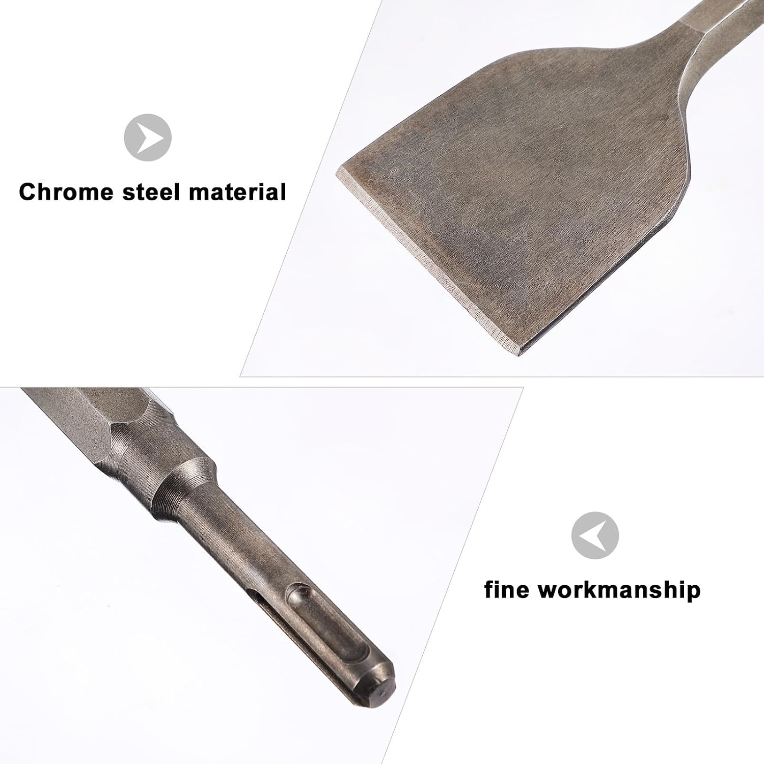Generic Bent Tile Chisel for Tile Removal and Wall Scraping, 17mm X 280mm round Shank Masonry Chisel Compatible with Electric Hammer Drill, Floor Scraper for Concrete and Brick