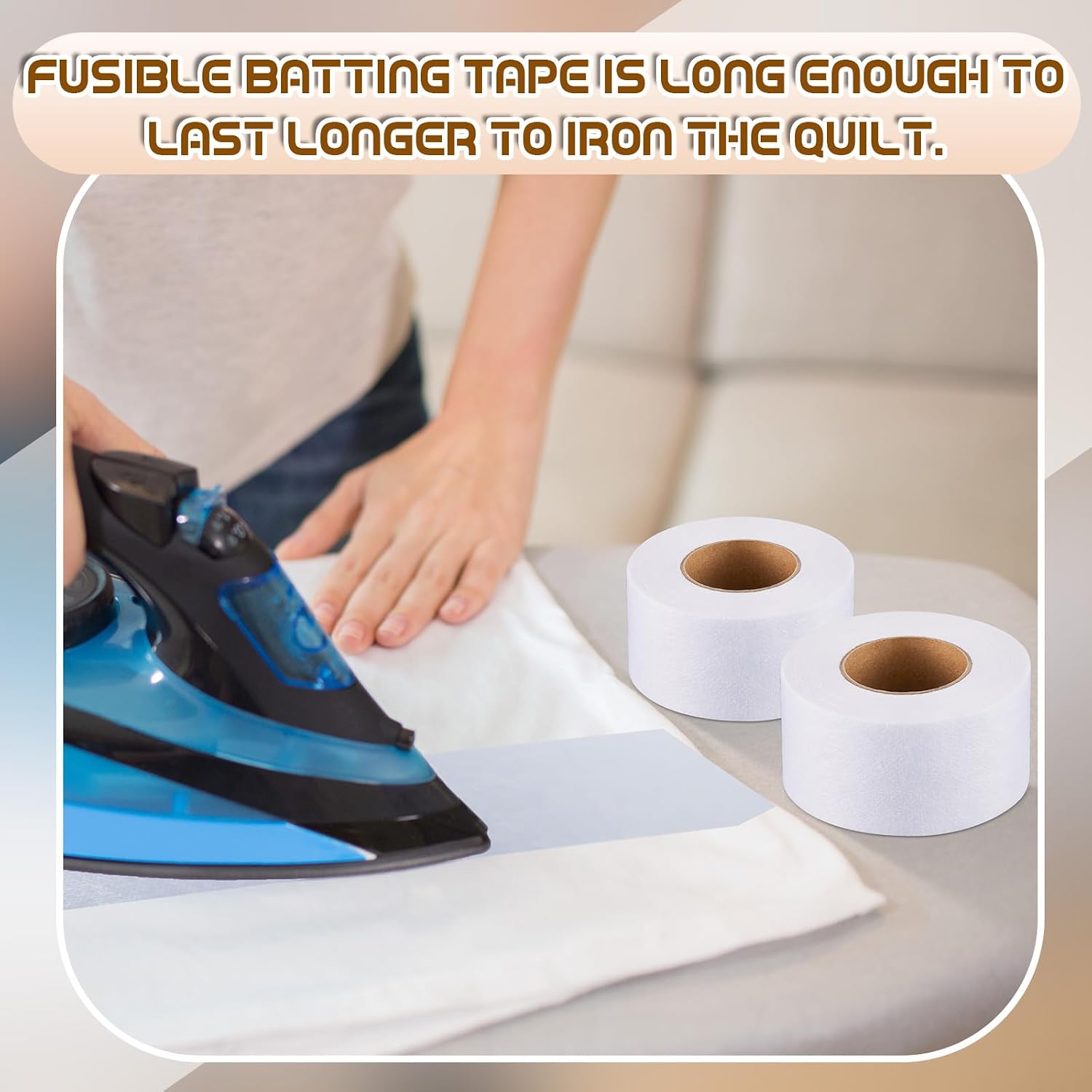 Treela 4 Rolls Fusible Batting Tape for Quilting 15 Yards White Seam Fusible Sheer Fabric Fusing Hemming Tape for Art Quitting Batting Sewing(2 Inches X 15 yd)