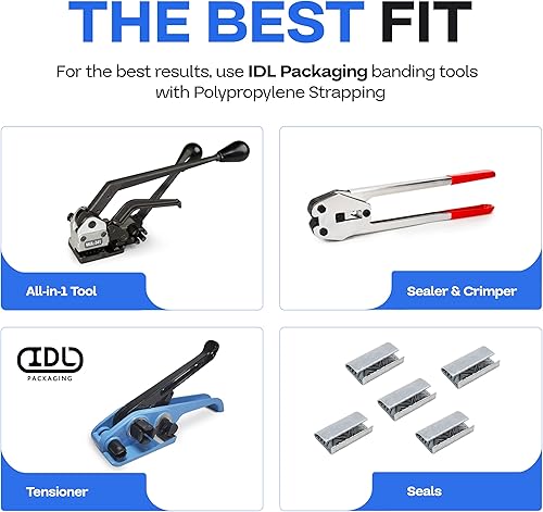 Miniatura 5 de IDL Packaging Rollo de flejado de polipropileno (PP) de grado manual de 12 pulgadas x 7200 pies de tamaño de núcleo de 16 x 6 pulgadas, resistencia