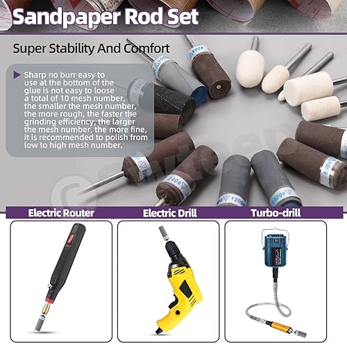 Miniatura 4 de Swpeet Juego de 16 piezas de piedra de molienda de vástago de 18 y 332 pulgadas, juego de muelas abrasivas de pulido montadas contiene 2 formas, 3