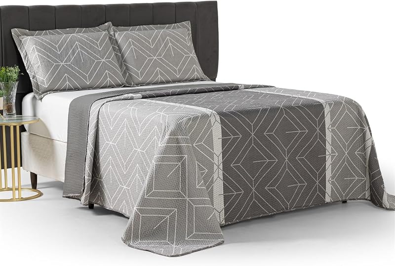 Cobre Leito Colcha Casal Padrão Dupla Face com Toque Macio 200 Fios Ultrasonic 03 Peças Bulet (Estampa 03)