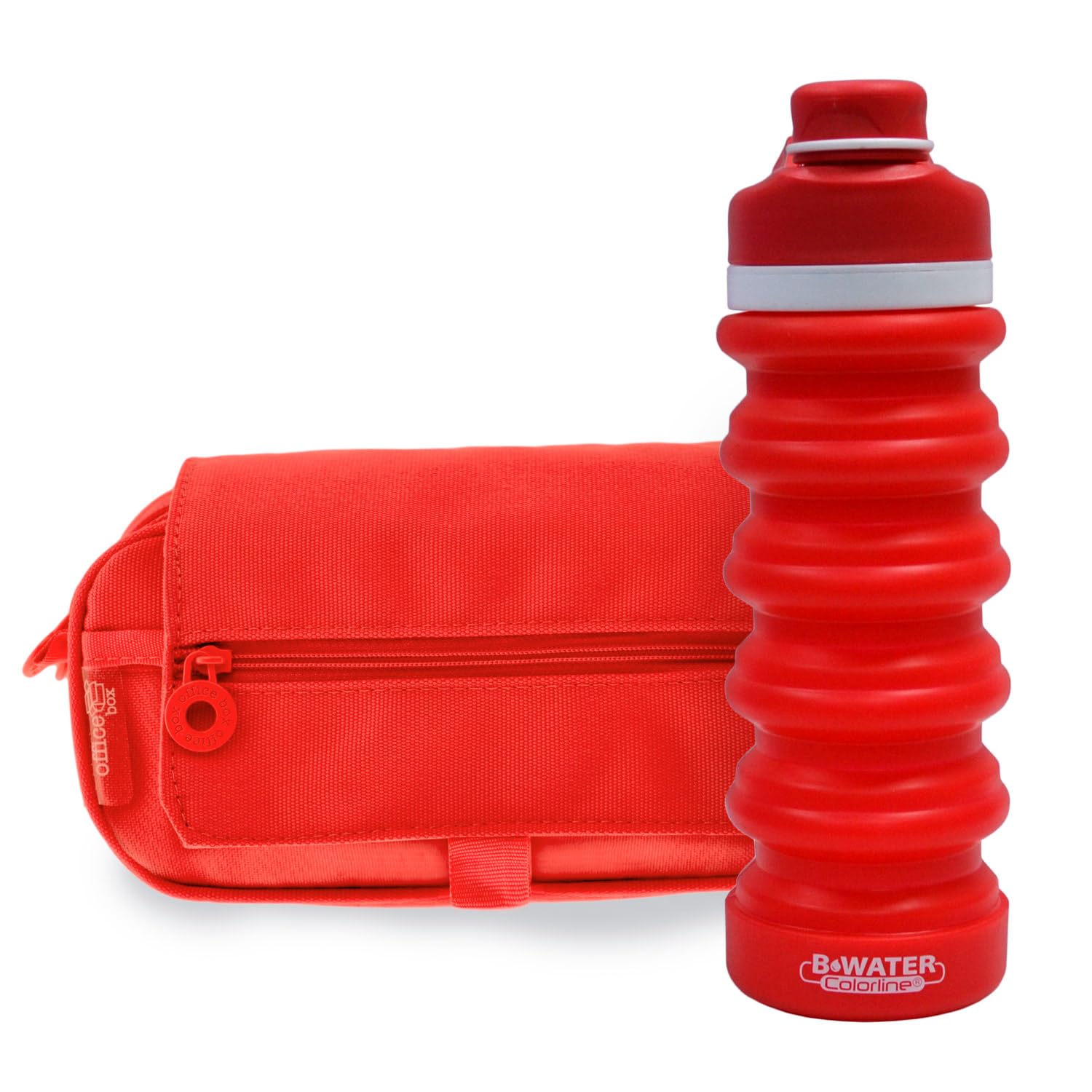 office box - Pack Vuelta al Cole: Estuche Triple “el Original” + Botella de Silicona Plegable BWater – Lavable y Resist…