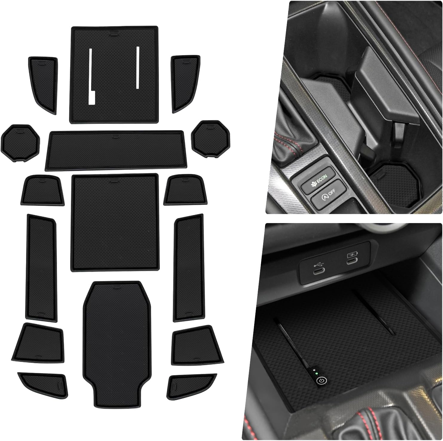 BIBIBO 2024 Accord Car Gate Slot Mats for 2023-2025 Honda Accord Interior Trim Door Slot Pads 2024 Accord Console Custom Liner Mats,2024 Accord Non-Slip Cup Holder Insert Mats Cup Mats 16Pcs (Black)