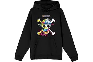 Bioworld One Piece (Live Action) Graffiti-Style Straw Hat Pirates Adult Black Graphic Hoodie