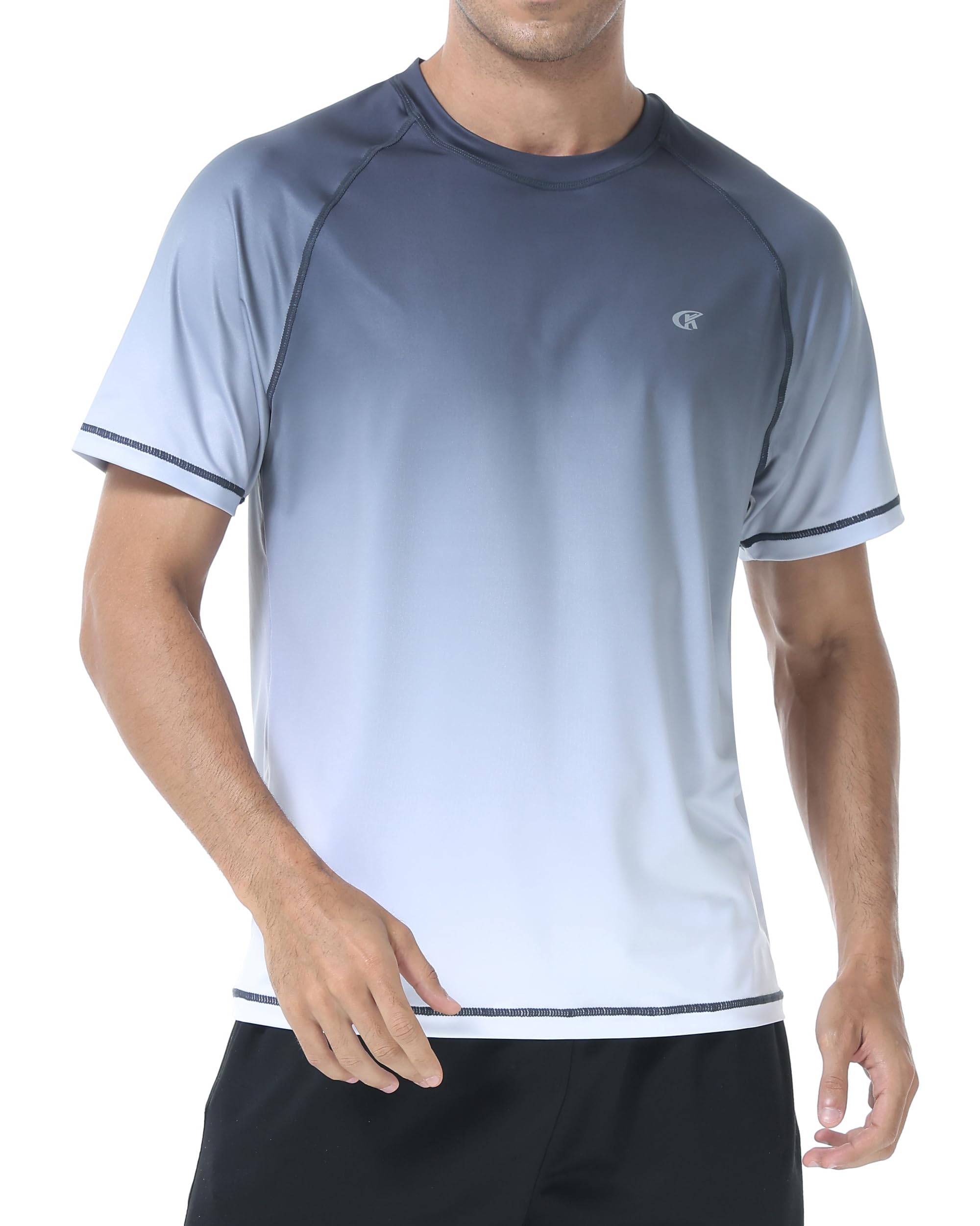 Satankud Men's UPF 50+ Rashguard Swim Tee Short Sleeve Running Shirt Swimwear Swim Hiking Workout Shirts