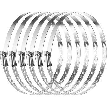 MIAHART 6 Inch Hose Clamps 304 Stainless Steel Duct Clamps Pipe Clamps Adjustable 141mm-165mm Hose Clamp Pack of 6