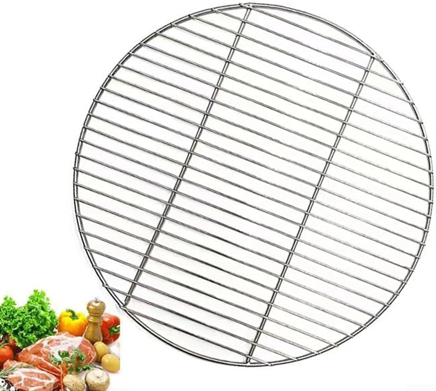 Runder Grillrost aus Edelstahl – 28cm/38cm/43cm BBQ Grillgitter & Backblech für Camping, Picknick & Garten, Rostfreier Rundgrill mit 3 Größen