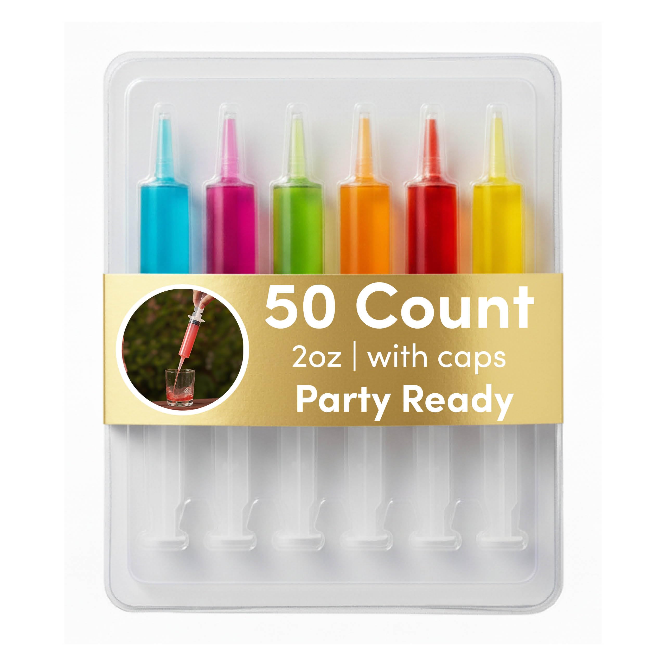THE TWIDDLERS 50 Large Reusable Novelty Jello Shot Syringes with Caps for Parties, 2oz - Sturdy & BPA Free