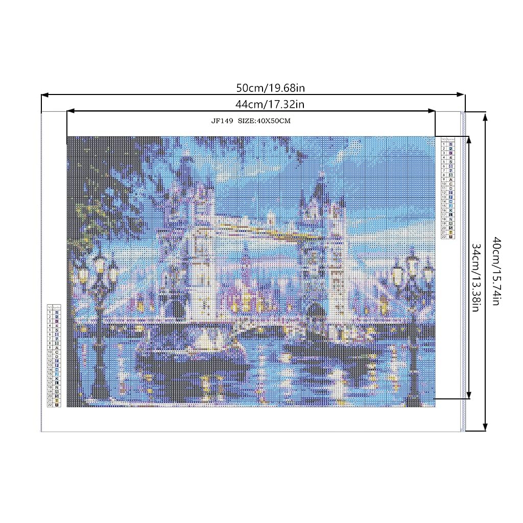Mit Verpakcung Box DIY Square Diamond Painting Eckige Steine 50x40cm Diamant Painting Bilder Groß Bild zum Sticken Kreuzstich Erwachsene Strass Stickerei Kunsthandwerk Landschaft Brücke Diamond Art