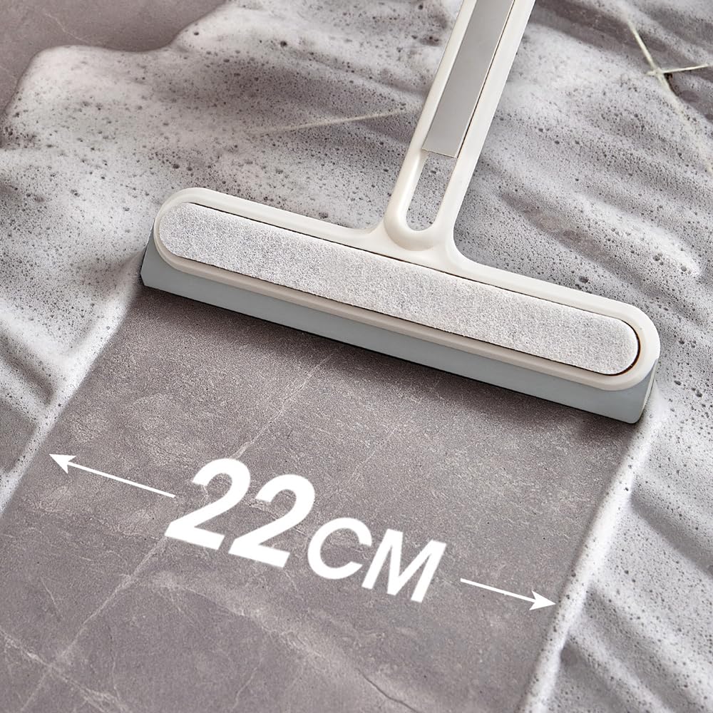 Lavavetri, strumento multifunzione 3‑in‑1 con supporto in silicone | For la pulizia del vetro della doccia, dello specchio, delle piastrelle del bagno e degli spazi vuoti(White)