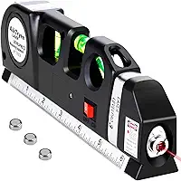 Ferramenta de linha de nível a laser, kit de nível a laser multiuso ferramenta de feixe de nivelador a laser de linha cruzada padrão com réguas métricas 2,4 m/2,5 m para armários de pendurar quadros paredes de azulejo da AikTryee.