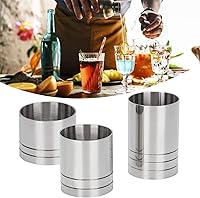Vista 7 de Juego de 3 tazas medidoras de acero inoxidable para cóctel, color plateado (0.8 fl oz+1.2 fl oz+1.7 fl oz)