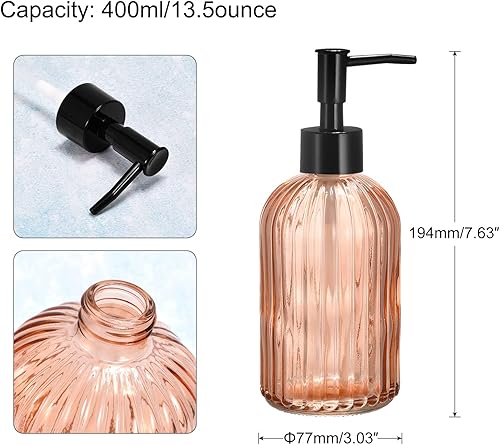 Miniatura 7 de uxcell Dispensador de jabón  Dispensador de jabón de manos de vidrio de 13.5 onzas con bomba negra para cocina, baño, transparente