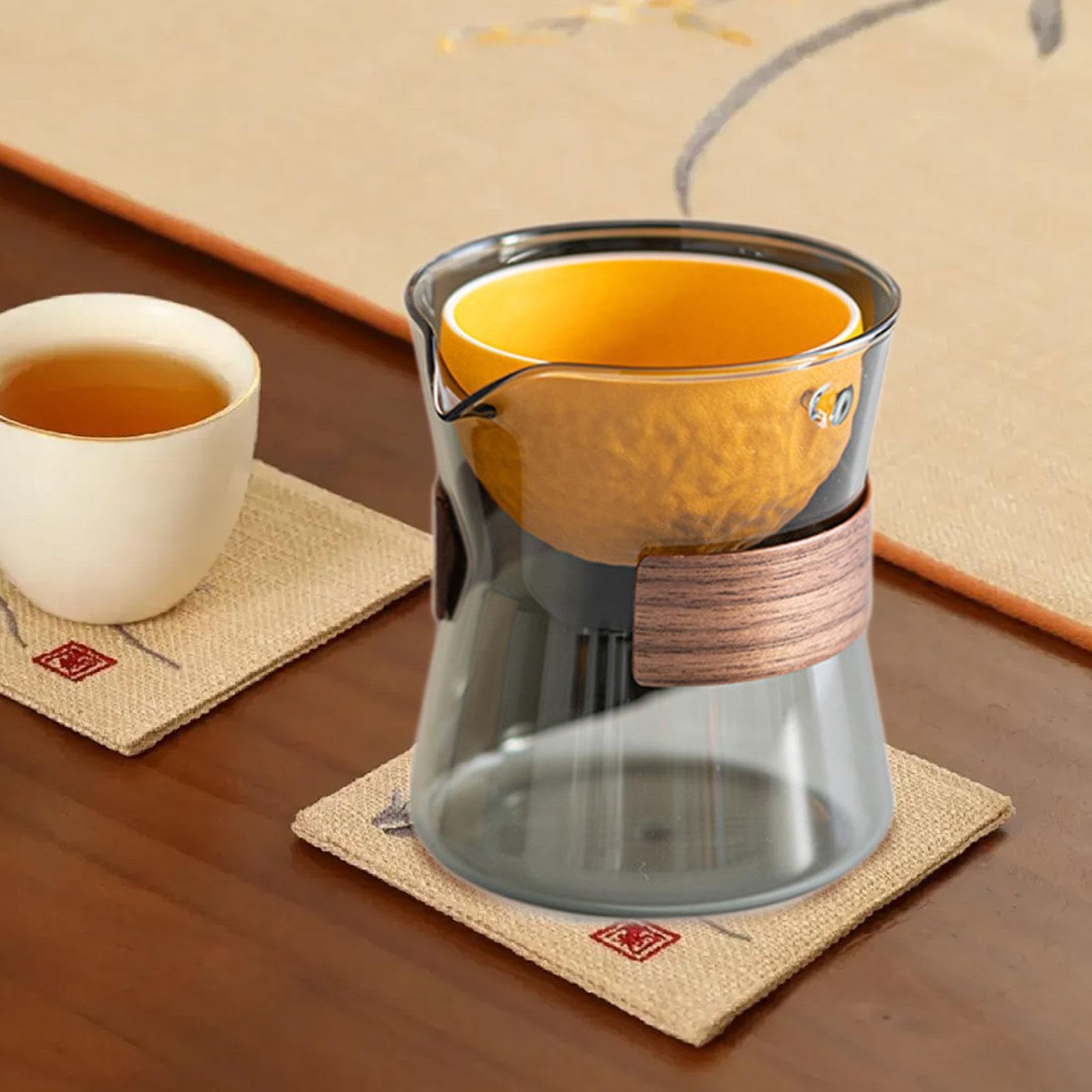 Tetera de Vidrio con en, Resistente Al, de Borosilicato, Transparente, para Té a Granel, Naranja Gris, tal como se describe
