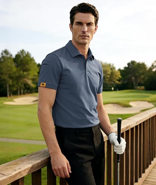 JACKETOWN Polo Hommes Manches Courtes Séchage Rapide Polos pour Hommes Patte de Golf Tennis T-Shirts Sport Chemise Basic Regular Fit Polo - 3