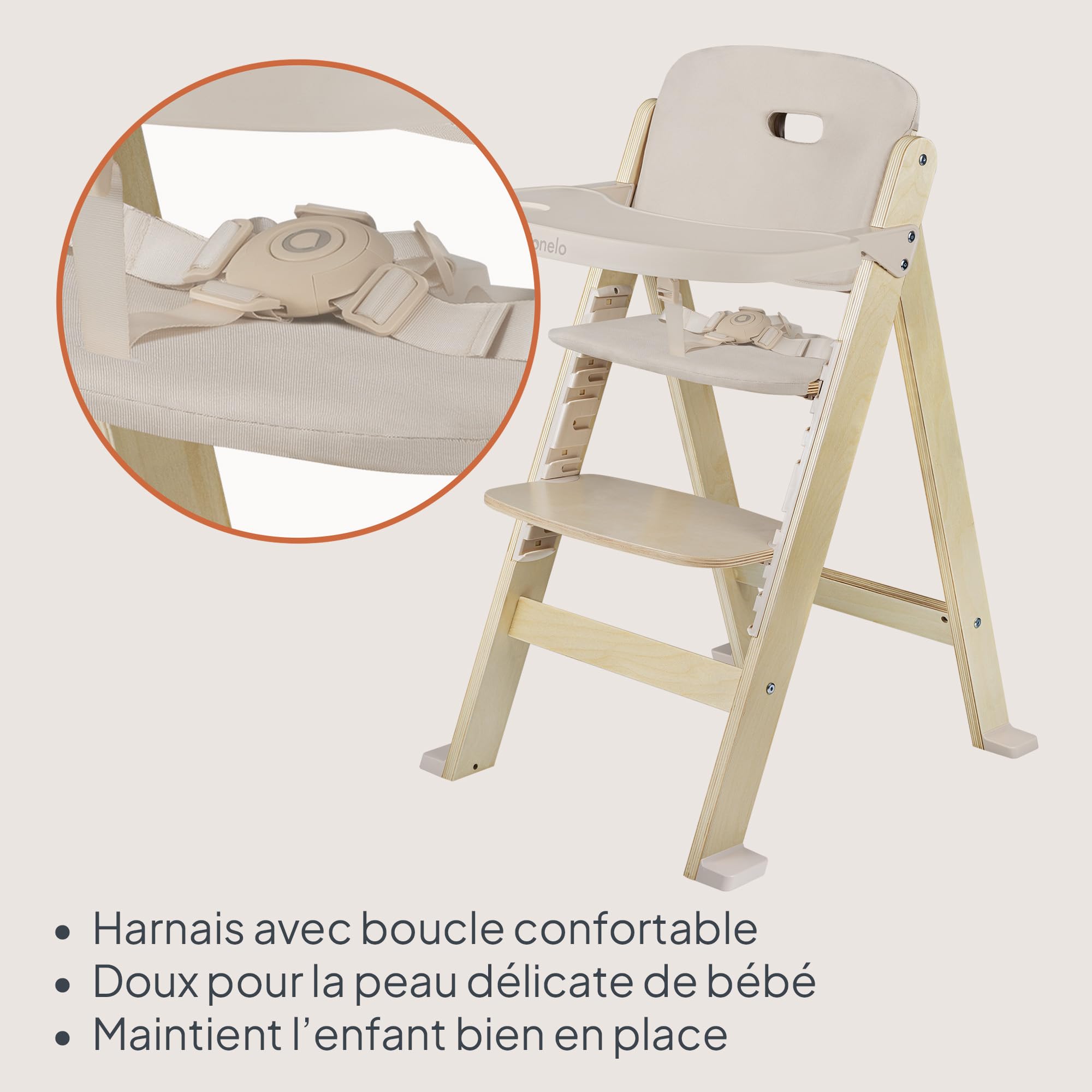 Lionelo Floris Chaise Haute Bébé Évolutive, 6 Mois-12 Ans, Beige | Chaise Haute jusqu’à 15 kg, Chaise Enfant jusqu’à 40 kg, Siège et Repose-Pieds Réglables, Plateau Amovible, Harnais 5 Points