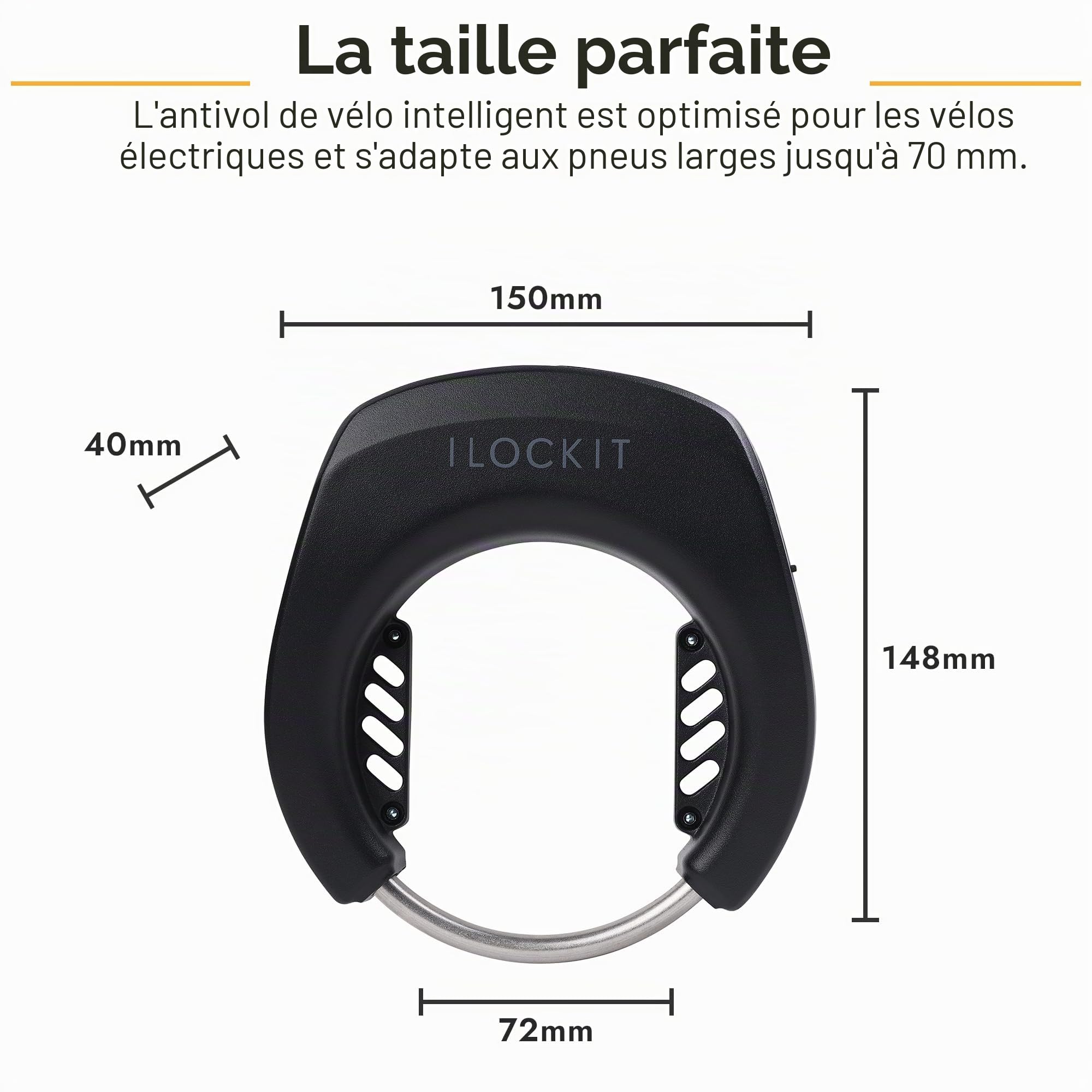 PRO antivol de cadre pour vélo | Suivi GPS en direct | Haute sécurité | Application smartphone | Système d'alarme 110 dB | Évitement des rayons