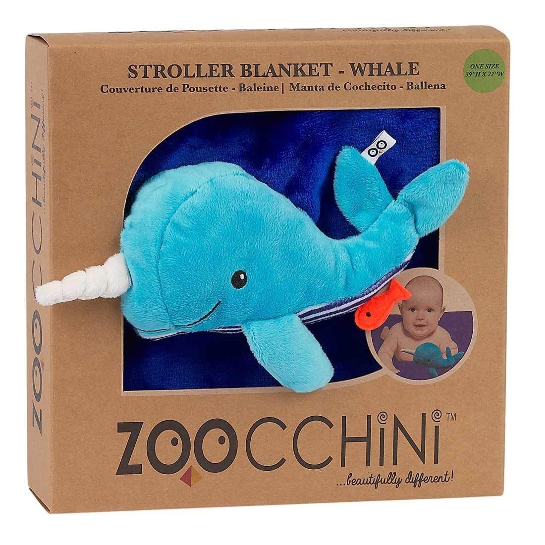 ZOOCCHINI Stroller Buddy Blanket, Whale/Blue