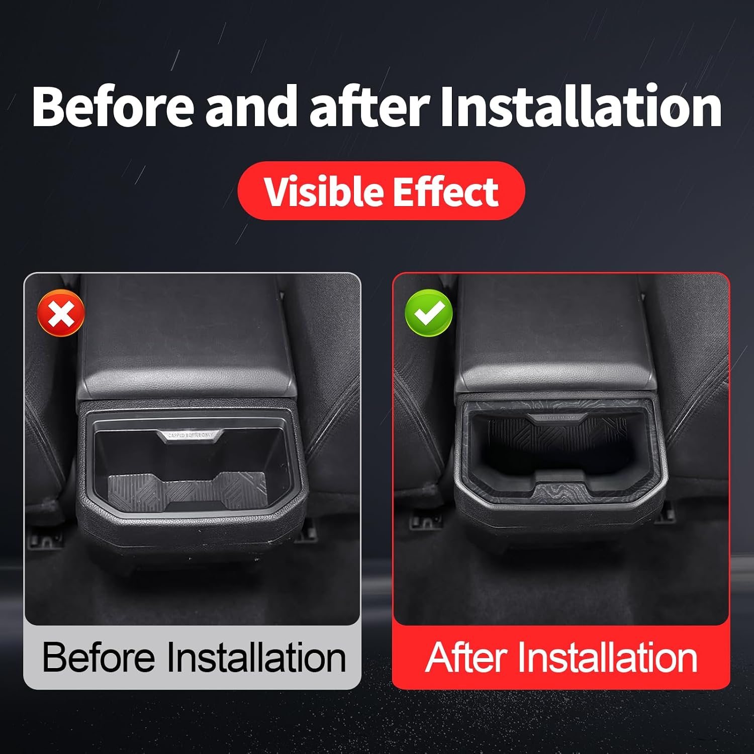 Rear Armrest Water Cup Mat for 2024-2026 Toyota Tacoma Central Console Cup Frame ABS Interior Modification Protective Pad 2025 Tacoma Accessories (Tacoma Rear Wood Grain1)