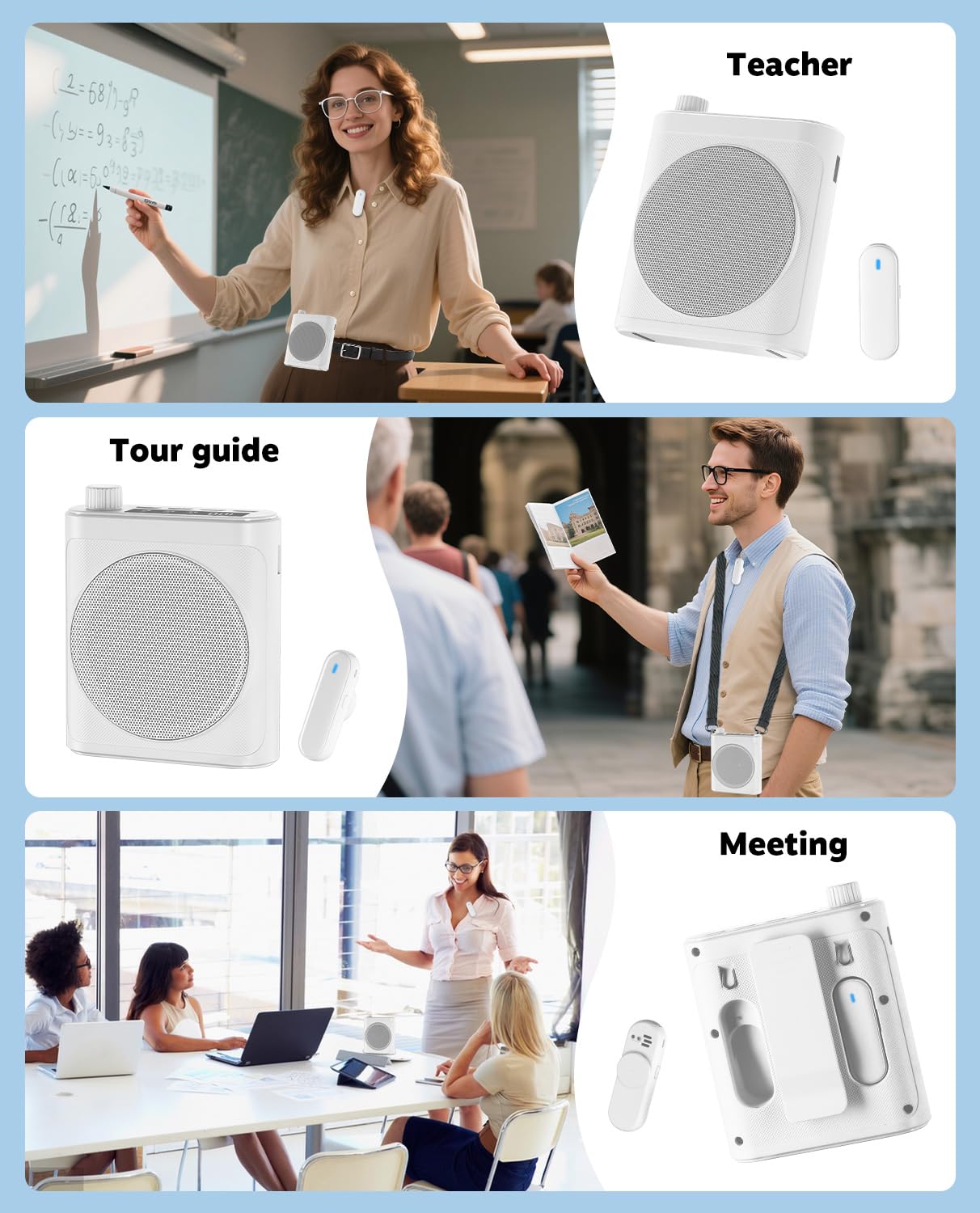 Tearstone Sprachverstärker für Lehrer mit kabellosem magnetischem Lavalier-Mikrofon, Bluetooth Tragbarer wiederaufladbarer Lautsprecher, 2 Mikrofone für Klassenzimmer, Meetings, Reden, Outdoor (Weiß)