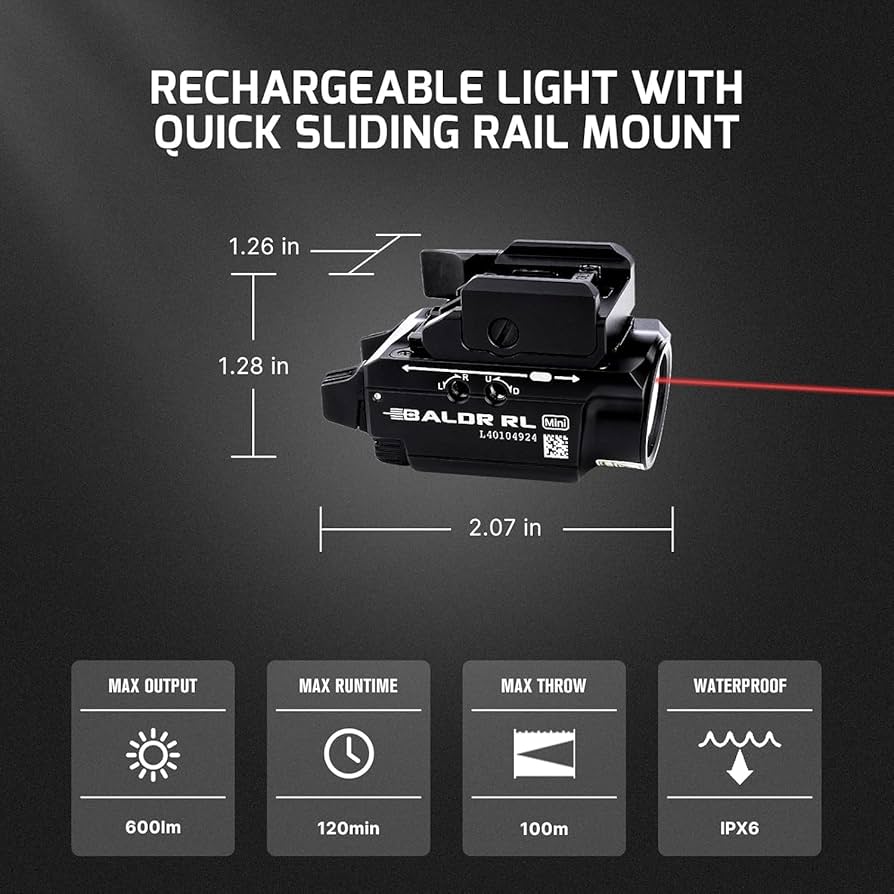 OLIGHT Baldr RL Mini 600-Lumen Compact Tactical Flashlight
