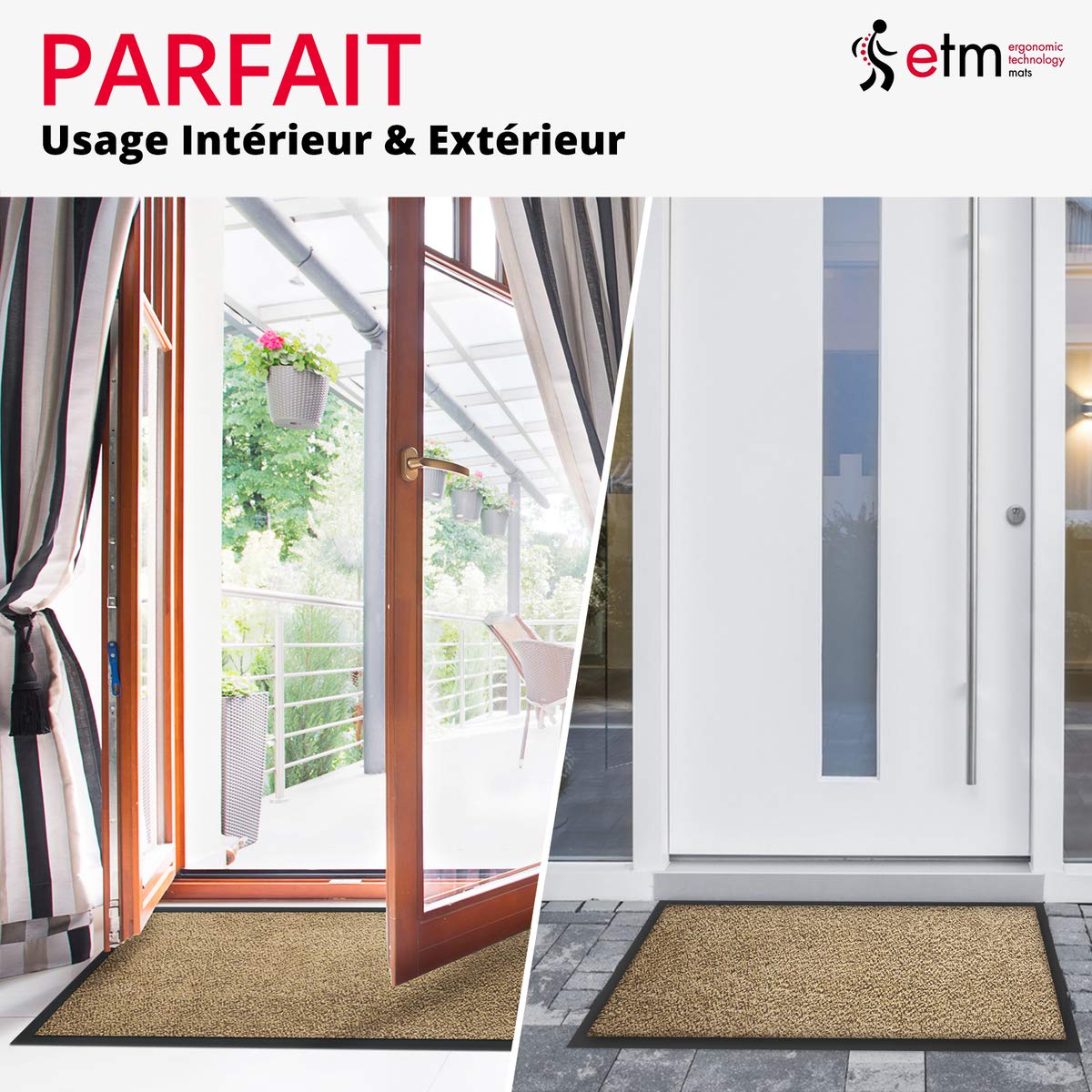 Etm, zerbino serie Premium, antiscivolo, assorbente e lavabile, per esterno e interno, ocra, 90 x 150 cm
