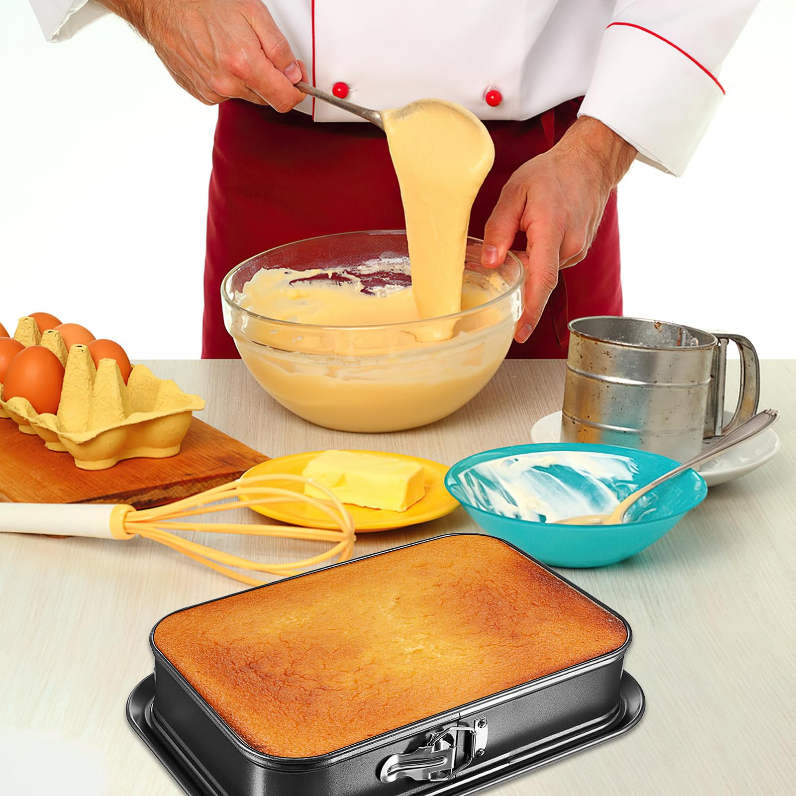 2 Moules à Charnière Rectangulaires, Antiadhésifs, Fond Plat