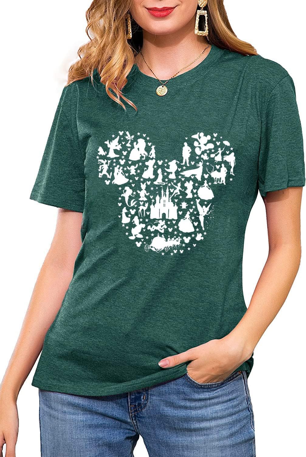 Women Magic Kingdom Castle Shirt Castle Fairy Graphic Tee Women Casual Vacation Holiday Short Sleeve Tee Top