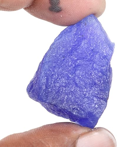 Miniatura 2 de REAL-GEMS 31 Ct. piedra preciosa suelta áspera áspera de zafiro azul real natural para AXA-457 lapidario, Gema, azul