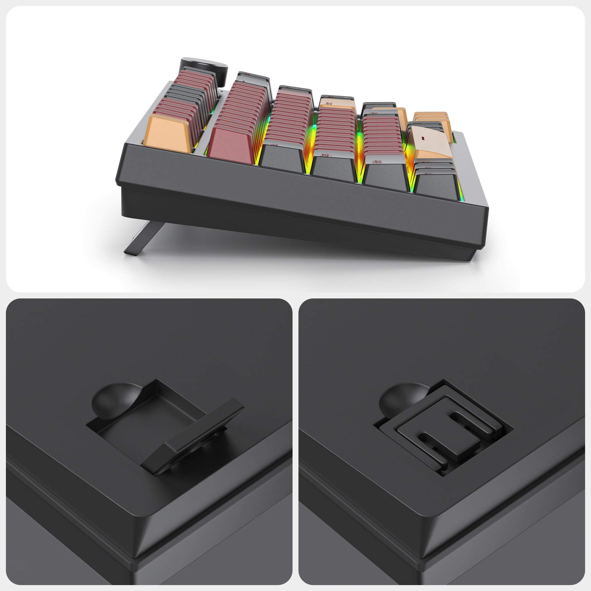 V400 Teclado Mecanico 75% Gasket Mouted, Personalizado Intercambiable En Caliente 75% TKL Cableado Mecánico RGB Teclado con Almohadillas Que Absorben El Sonido, Americano QWERTY Programable
