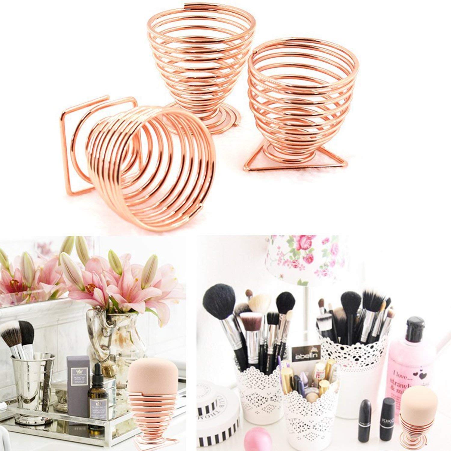 Sponge Blender Holder for Makeup Sponge Drying, 3 Pcs Rose Gold.
