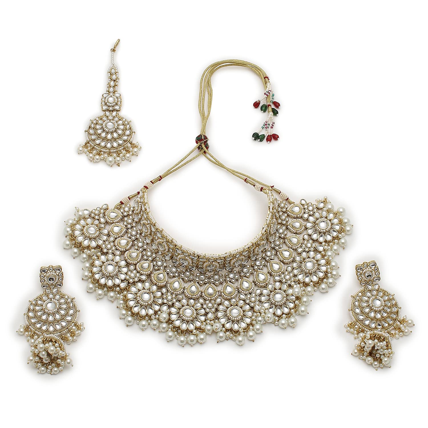 SOHI Meenakari Gold Plated Necklace Pink Set for Women and Girls, Trendy Stylish Necklace, Earrings and Maangtika, Pink Colour, Necklace with Bead detailing for women, Statement jewellery (B0B8ZVFM7X) Amazon Price History, Amazon Price Tracker