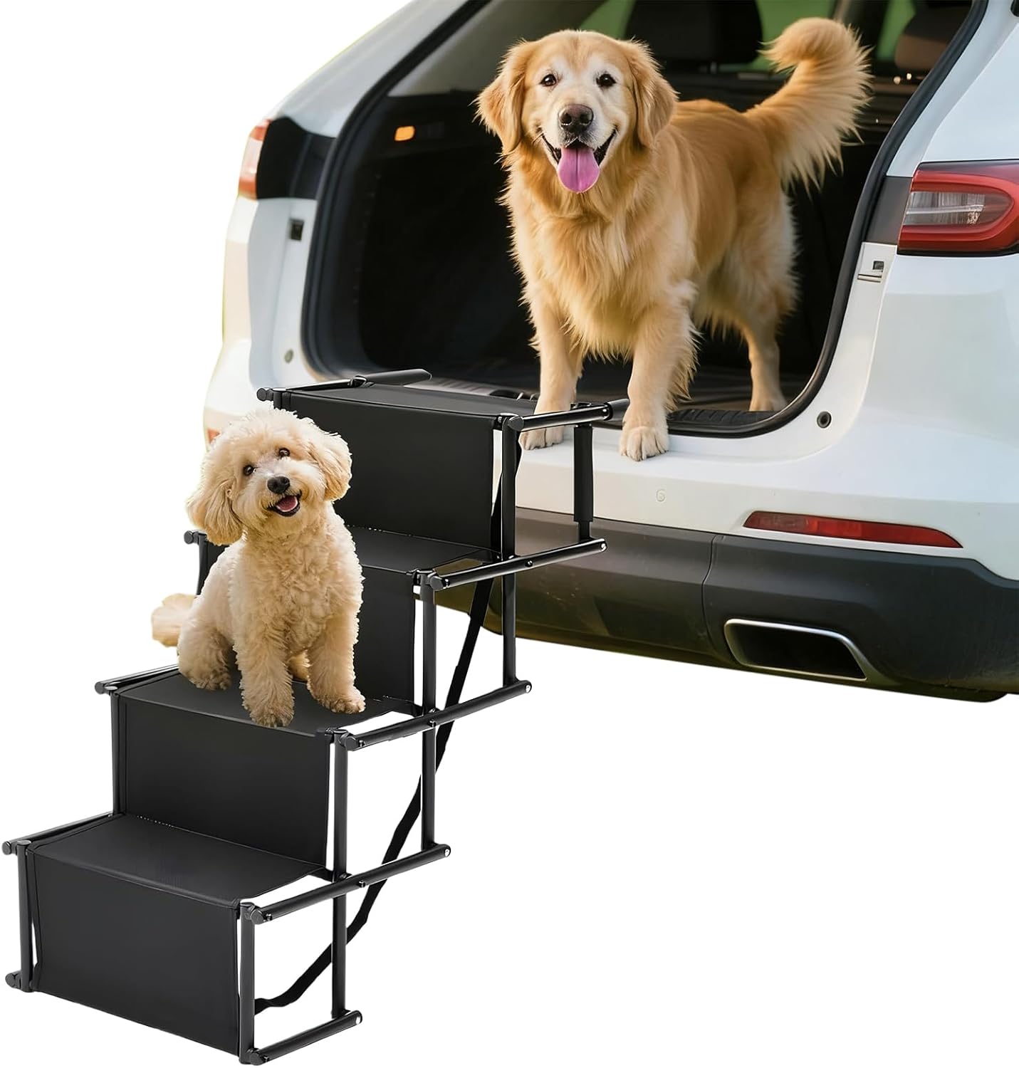 ペット階段 | 折りたたみ 耐荷重60kg 階段,折り畳み式 犬用ステップ - 自動車 SUV ソファ ベッド 車両 入口 セダン