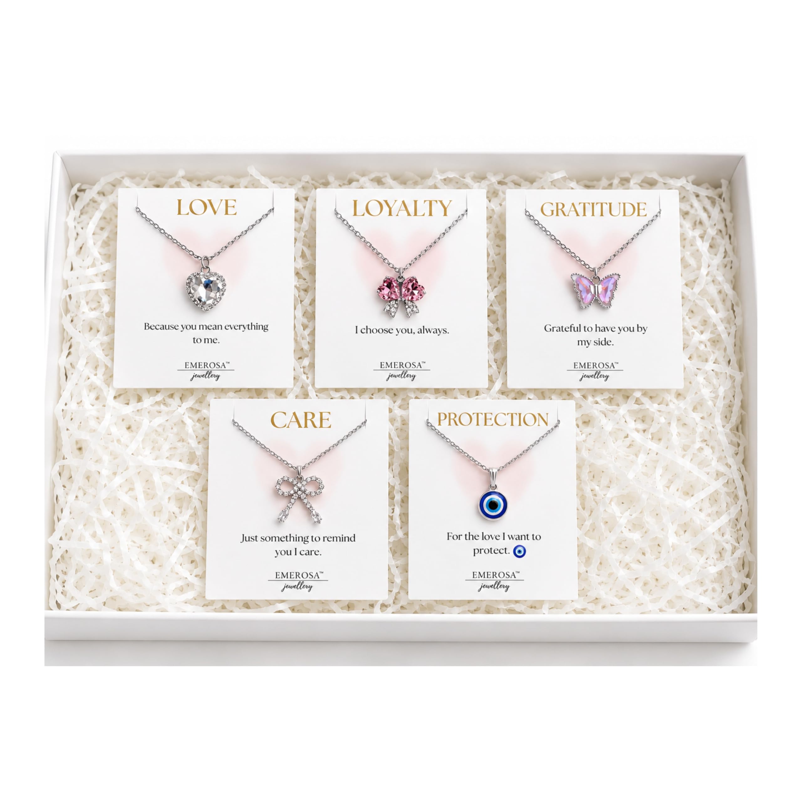 Women’s 5 Necklace Combo Gift Set | Love Loyalty Care Protection Gratitude Pendants | Elegant Trendy Necklaces for Women & Girls | Gift for Birthday, Anniversary & Valentine (CN-3)-image-4