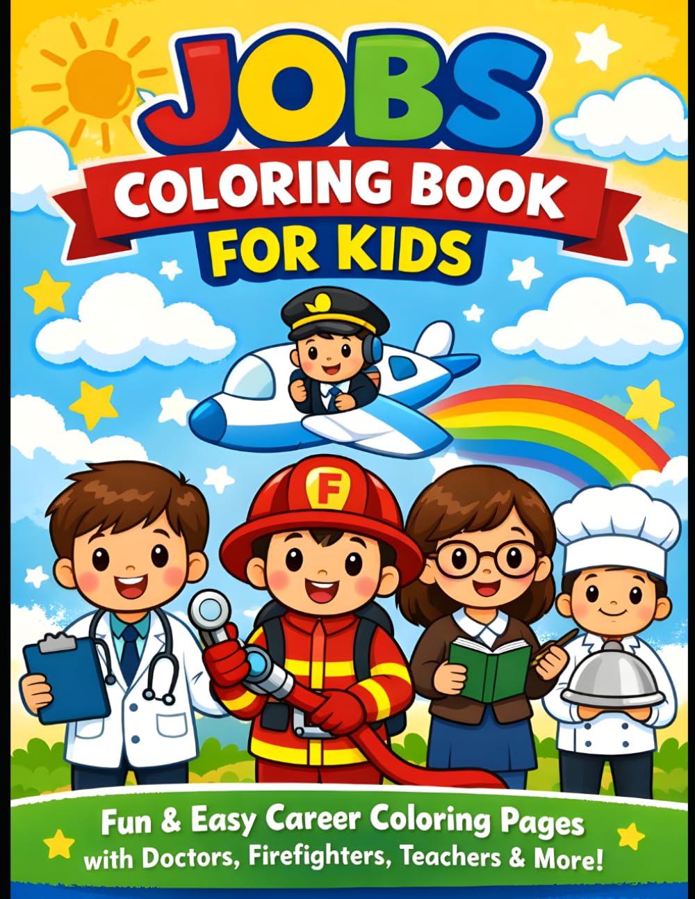 Jobs Coloring Book for Kids: Fun Career Coloring Pages with Doctors, Police, Teachers, Firefighters & More for Boys & Girls Ages 4–8