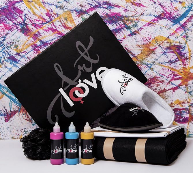 Magic Moments - Magische Momente mit Farbe auf Haut und Leinwand - Bodypainting - Set Magenta, Blau & Gold auf Weißer Leinwand