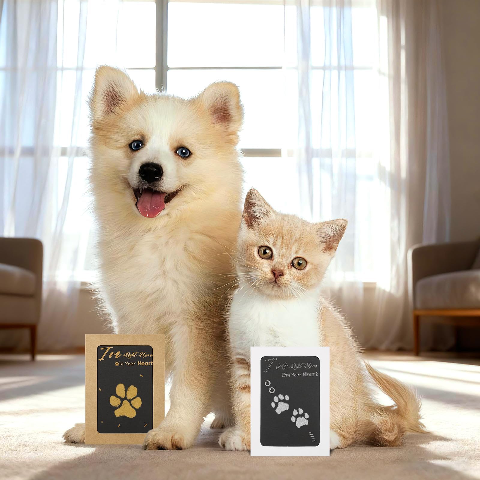Huellas Bebé Recién Nacido Tinta, 8 Tarjetas de Impresión y 4 Plantillas, Kit de Huellas Bebé Pie y Manos Almohadillas de Tinta No se Mancha, Tinta para Huellas de Perro, Regalo de Bautizo o Recuerdo — view 2