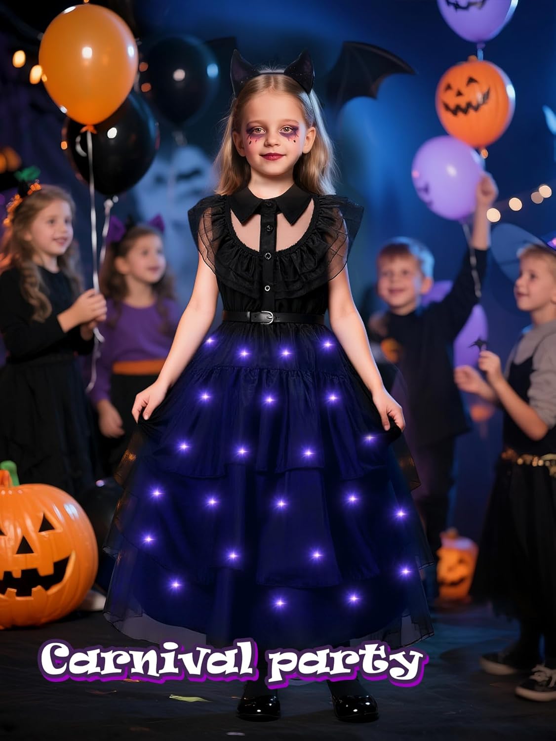 Princess Dress up for Girls Blue Costume for Kids Deluxe Fancy Dresses Halloween Birthday Party Carnival Outfit - Image 4