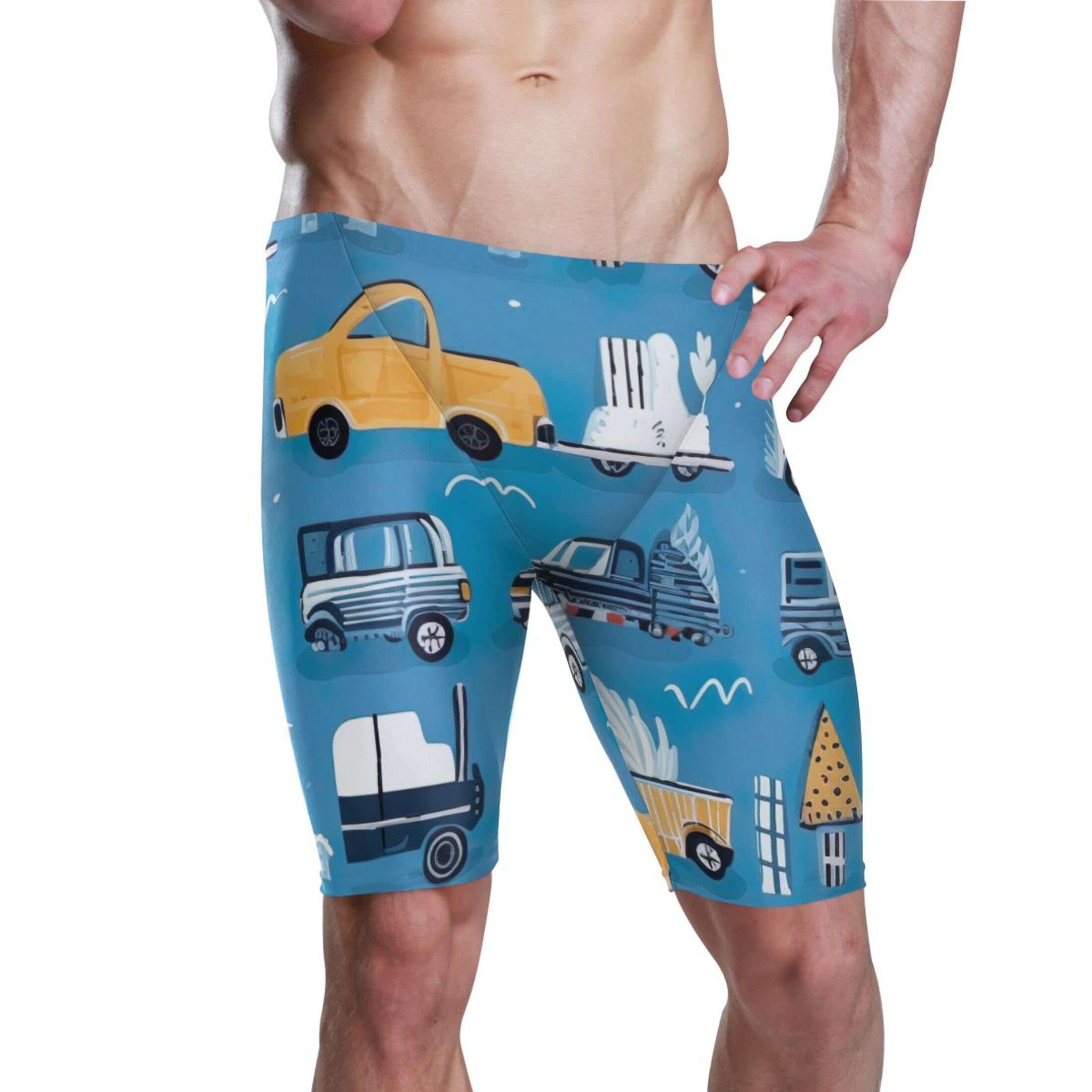 UMIRIKO Cute Car Swim Jammers for Men Athletic Durable S B0400851