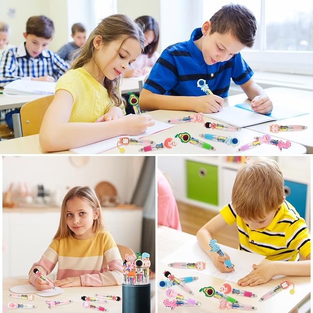 Foto 7 de 7 de 30 unidades de lápices de colores de animales para niños, 4 colores mini bolígrafos multicolor