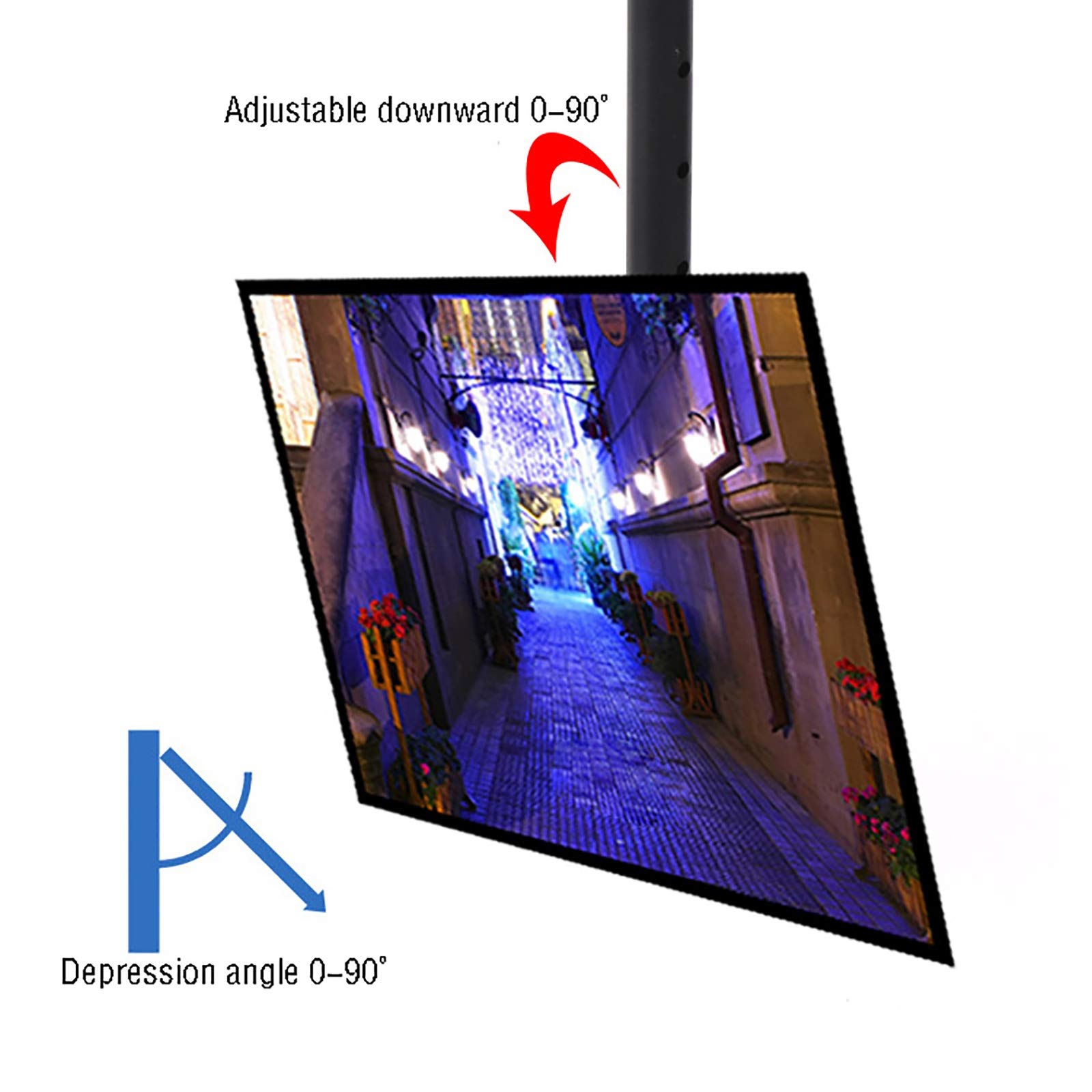 Soporte de techo para TV, ajustable con giro e inclinación suaves, se adapta a televisores de pantalla plana de 32 a 50 pulgadas, fácil instalación para montaje en techo