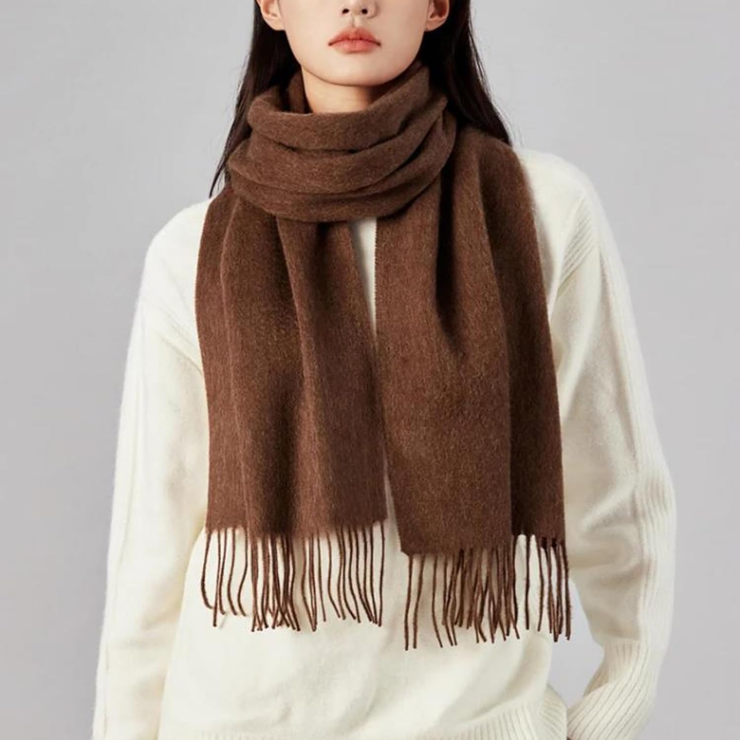 Wool Scarf Solid Color – Soft Warm Shawl Wrap, Unisex Couple Scarf For Winter Cold Weather