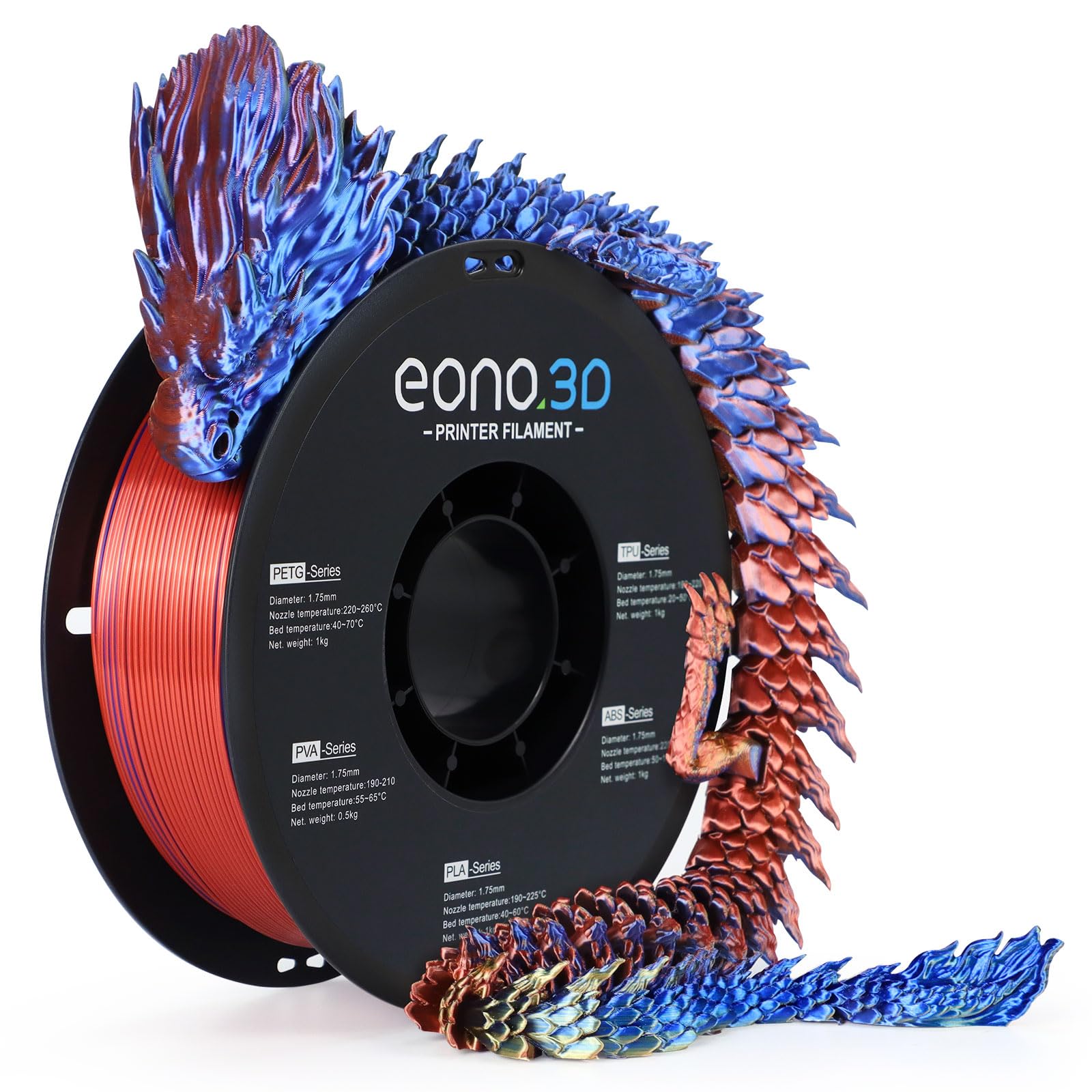 Tri Colors Change Silk PLA 3D Printing Filament， 1.75mm Multicolor Filament, Dimensional Accuracy +/- 0.03mm, 1KG Spool(2.2 lbs), Fit Most 3D Printers with Shiny Silk Gold-Copper-Blue