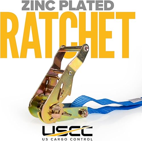 Miniatura 5 de US Cargo Control Correas de trinquete de 1 pulgada x 15 pies (paquete de 4), correas de trinquete de 1 pulgada con ganchos en J y anillos D, correas