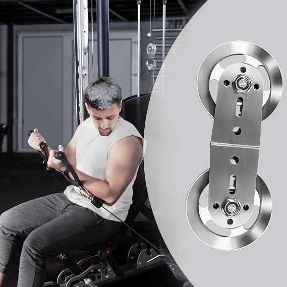Swivel Dual Pulleys 360 Rotation Roller Double Pulley Wheel for DIY Home Gym Cable Machines Silent Bearing Swivel Groove Wheel Pull Down Attachment Weight Lifting