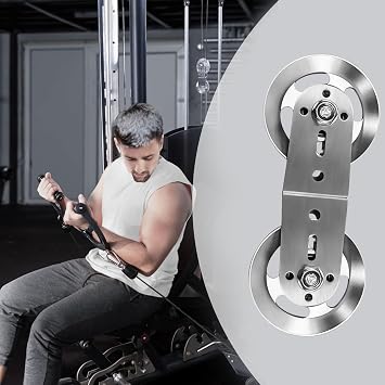 Swivel Dual Pulleys 360 Rotation Roller Double Pulley Wheel for DIY Home Gym Cable Machines Silent Bearing Swivel Groove Wheel Pull Down Attachment Weight Lifting